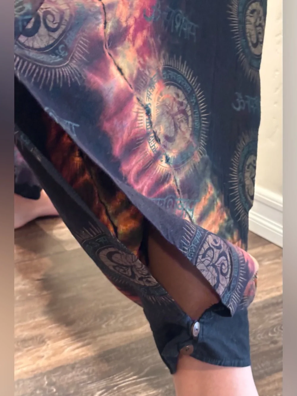 Kathmandu Imports Wide-Leg Printed Harem Tie-Dye Sacred Symbol Pants - Picture 6 of 11